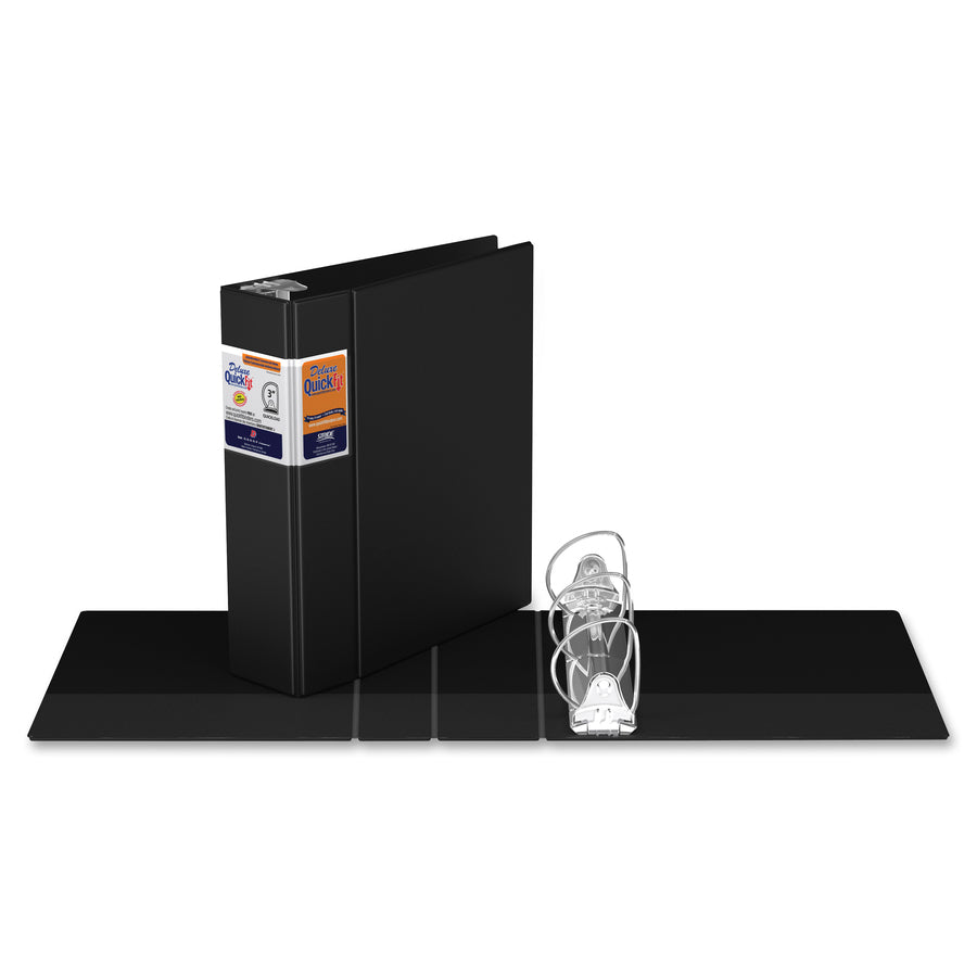 QuickFit Heavy-Duty Commercial Binder, 3-Ring D-Ring Binder, Black, 3 Inch