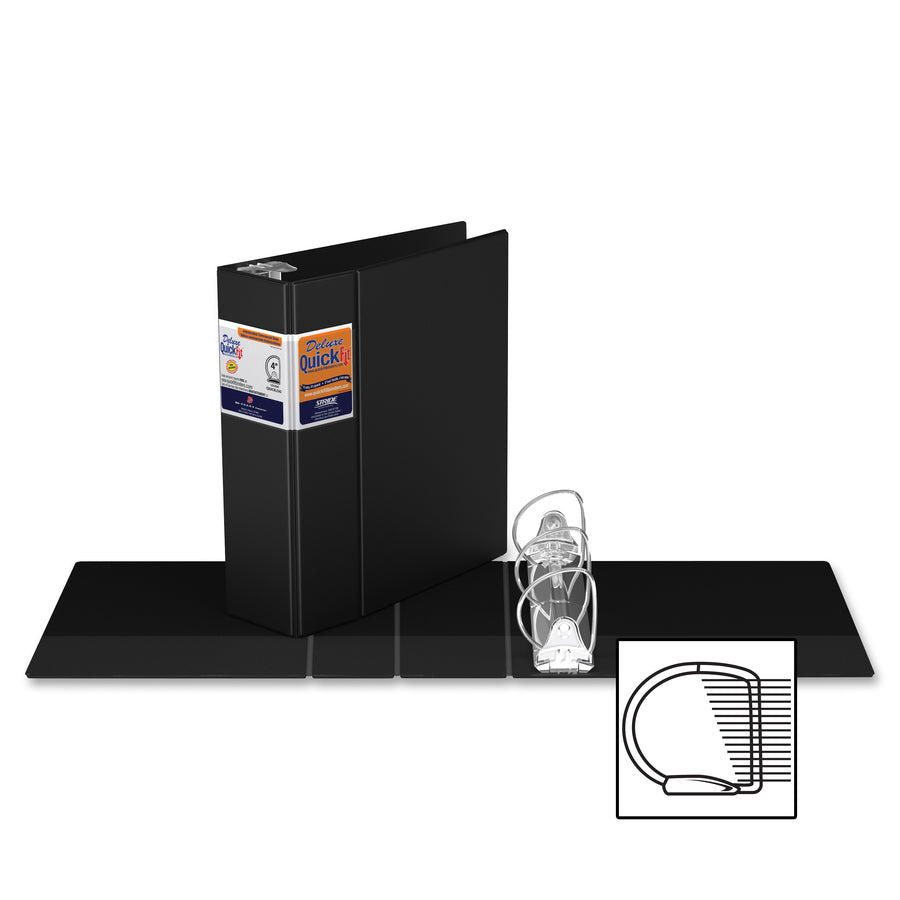 QuickFit Heavy-Duty Commercial Binder, 3-Ring D-Ring Binder, Black, 4 Inch