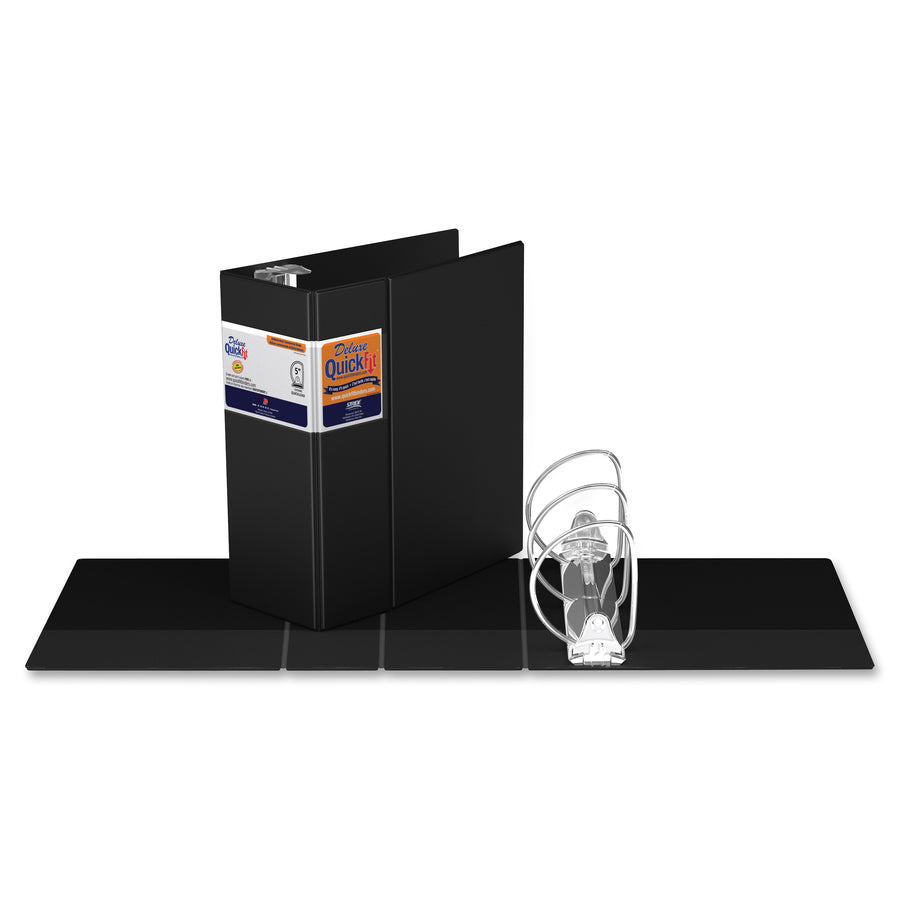 QuickFit Heavy-Duty Commercial Binder, 3-Ring D-Ring Binder, Black, 5 Inch