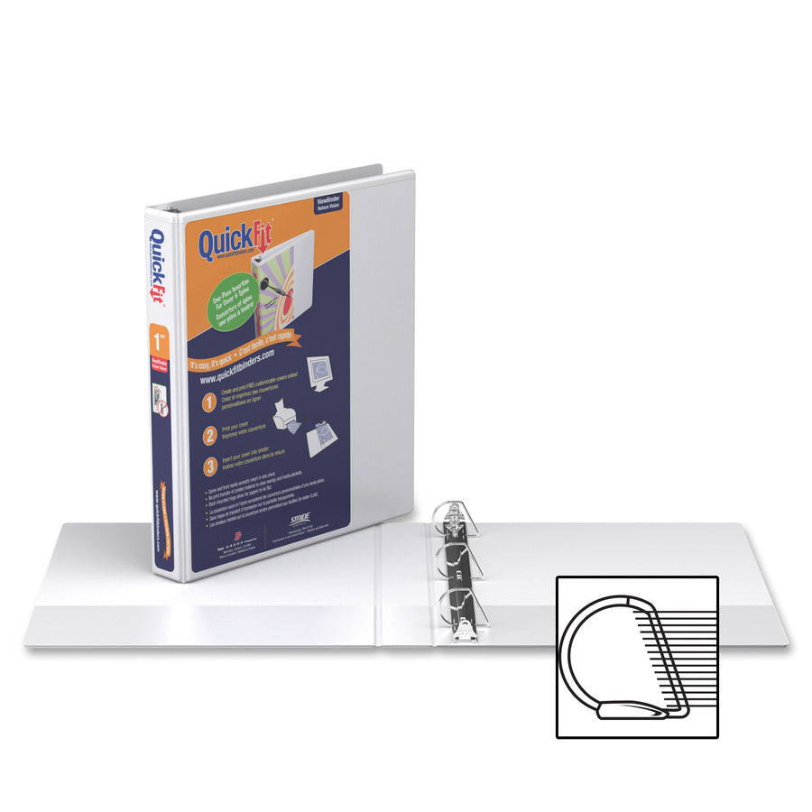QuickFit View Binder, 3-Ring Binder, Angle D Ring, 1 Inch, White
