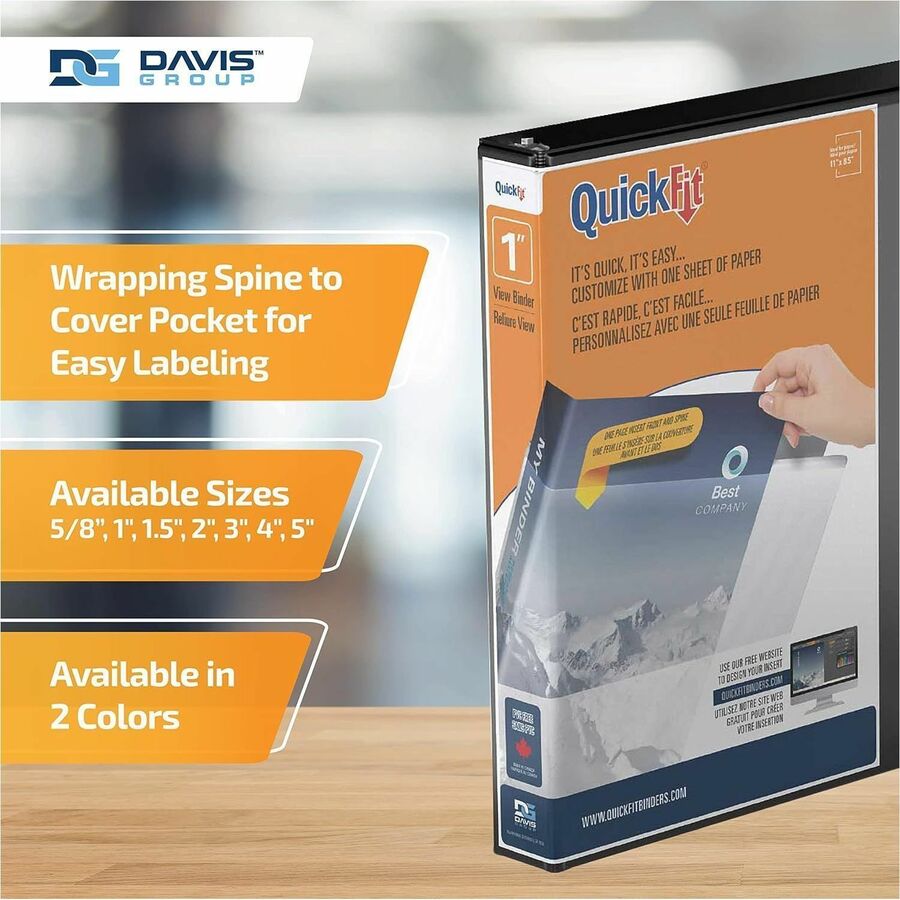 QuickFit View Binder, 3-Ring Binder, Angle D Ring, 1 Inch, Black