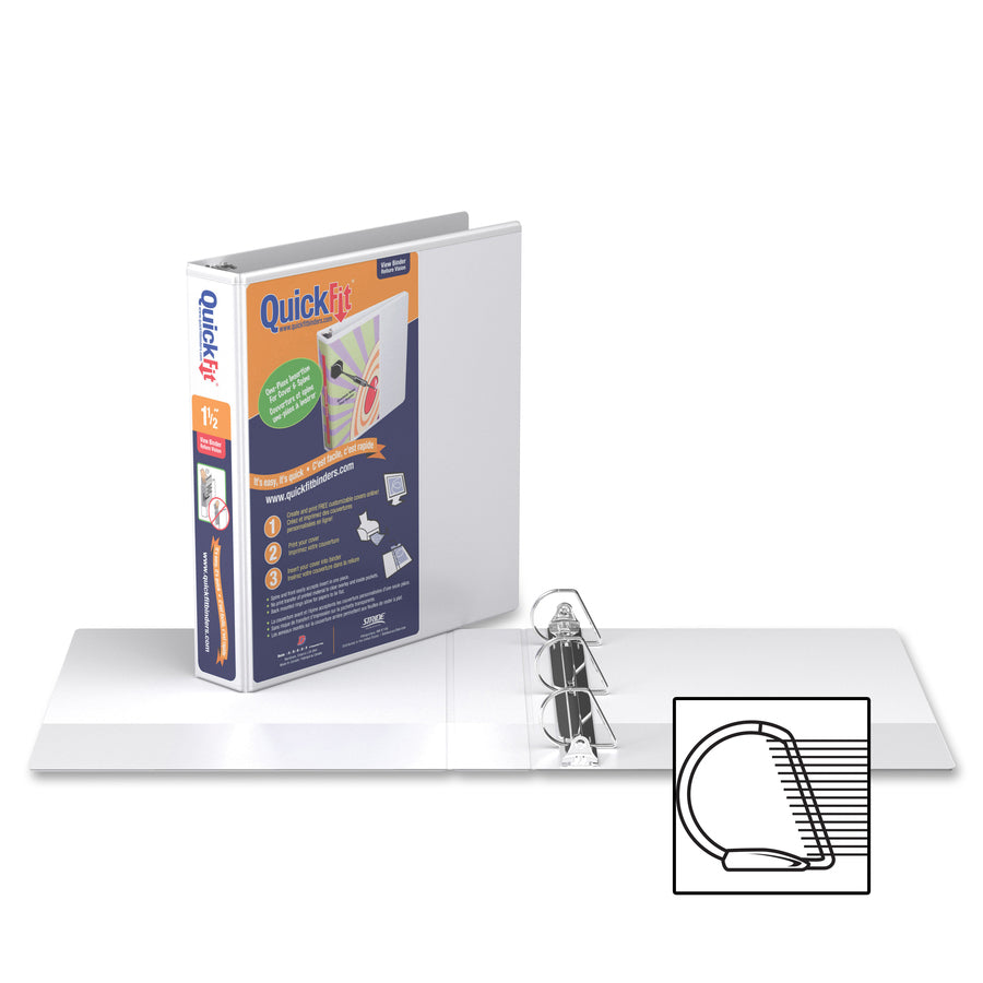 QuickFit View Binder, 3-Ring Binder, Angle D Ring, 1.5 Inch, White