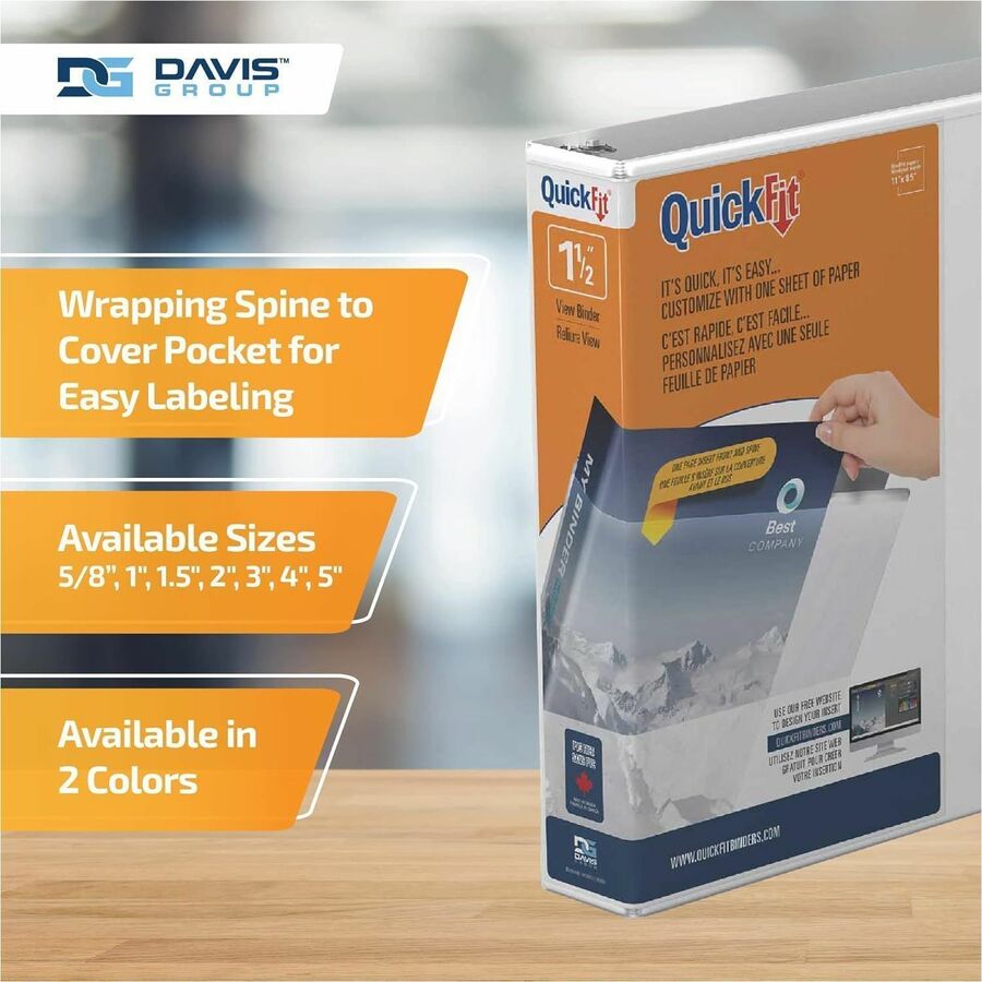QuickFit View Binder, 3-Ring Binder, Angle D Ring, 1.5 Inch, White