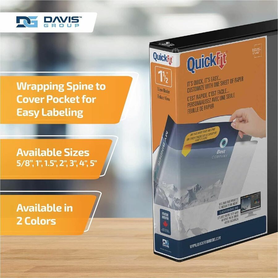QuickFit View Binder, 3-Ring Binder, Angle D Ring, 1.5 Inch, Black