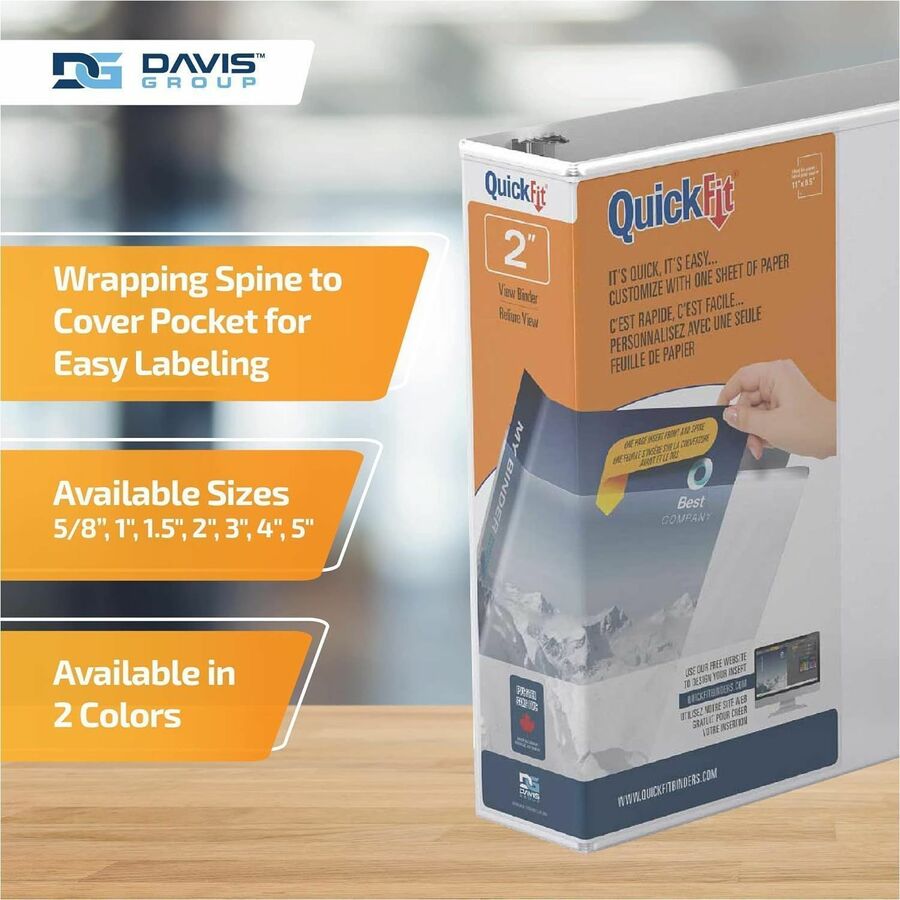 QuickFit View Binder, 3-Ring Binder, Angle D Ring, 2 Inch, White
