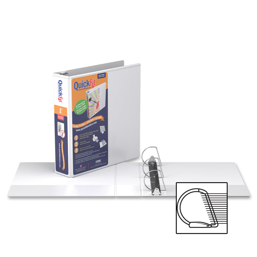 QuickFit View Binder, 3-Ring Binder, Angle D Ring, 2 Inch, White