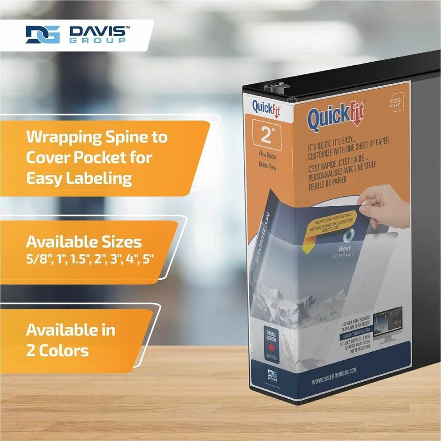 QuickFit View Binder, 3-Ring Binder, Angle D Ring, 2 Inch, Black