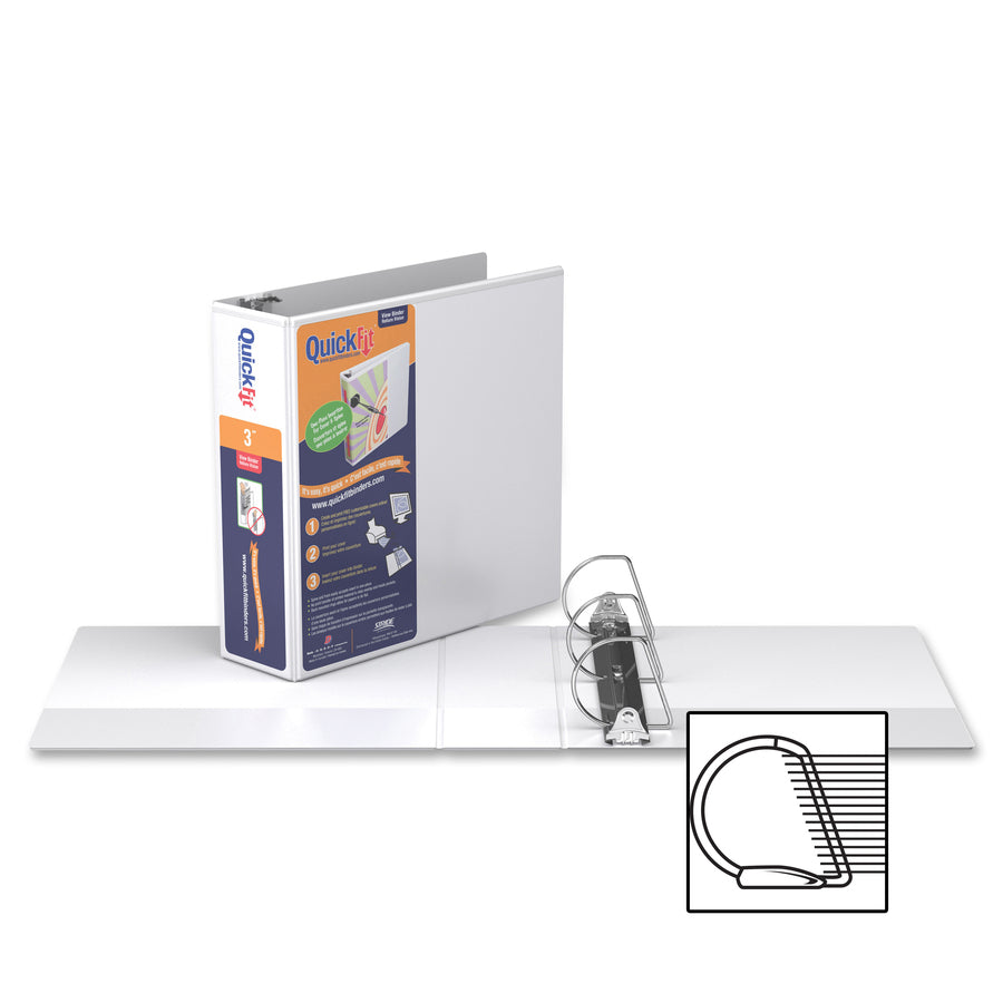 QuickFit View Binder, 3-Ring Binder, Angle D Ring, 3 Inch, White