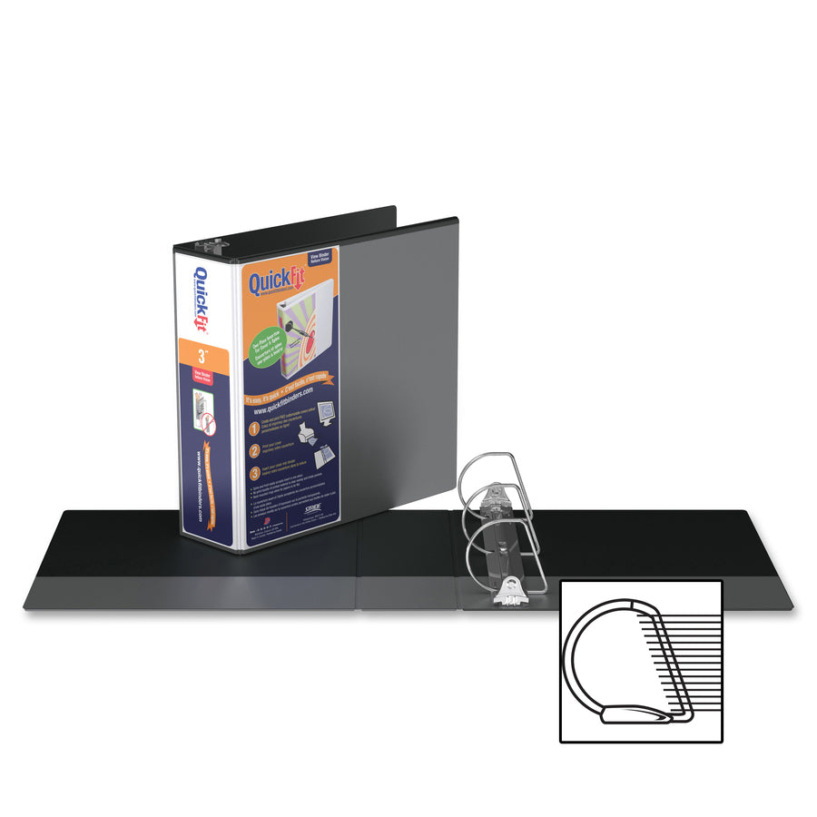 QuickFit View Binder, 3-Ring Binder, Angle D Ring, 3 Inch, Black