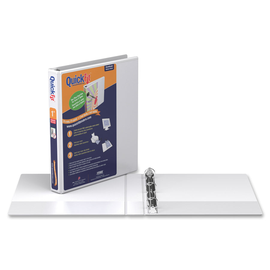 QuickFit Clear-View Binder, 3-Ring Binder, Round Ring, 1 Inch, White