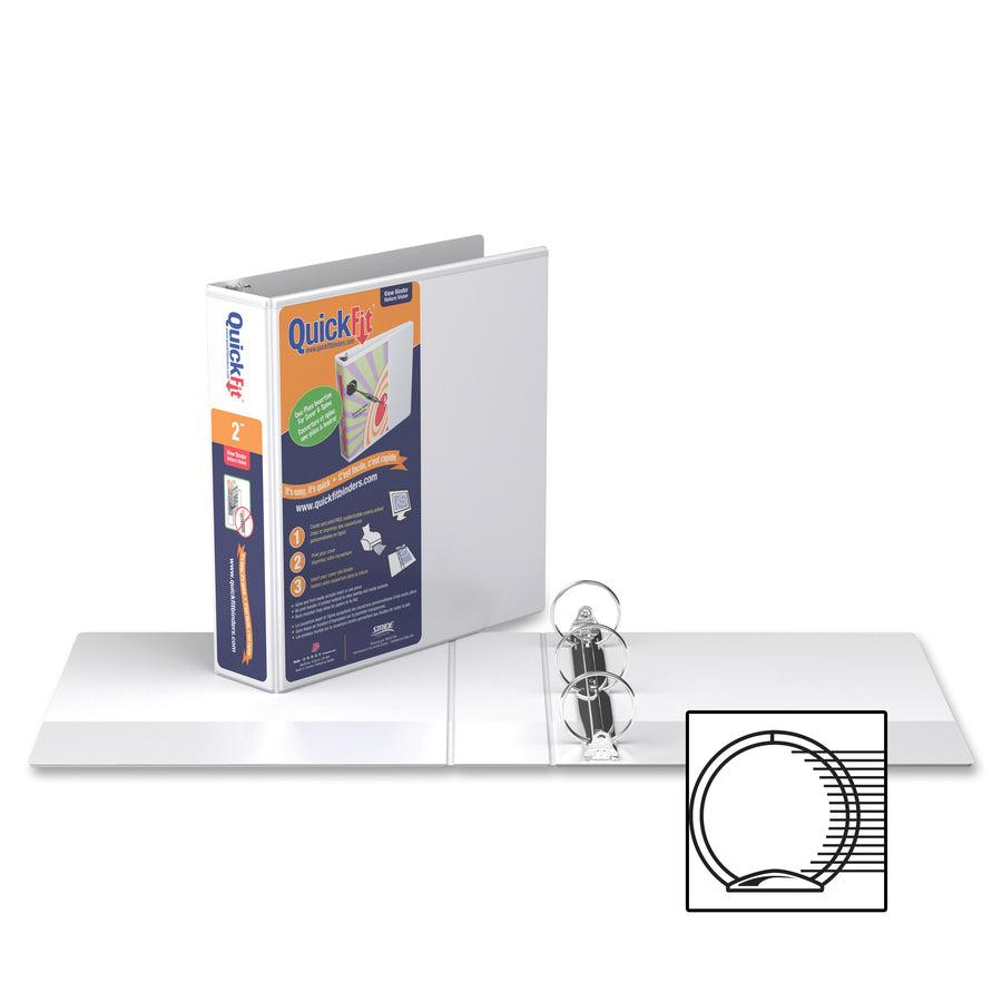 QuickFit Clear-View Binder, 3-Ring Binder, Round Ring, 2 Inch, White