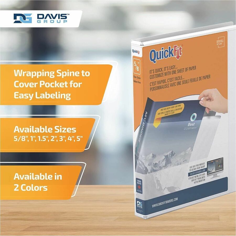 QuickFit View Binder, 3-Ring Binder, Angle D Ring, 5/8 Inch, White