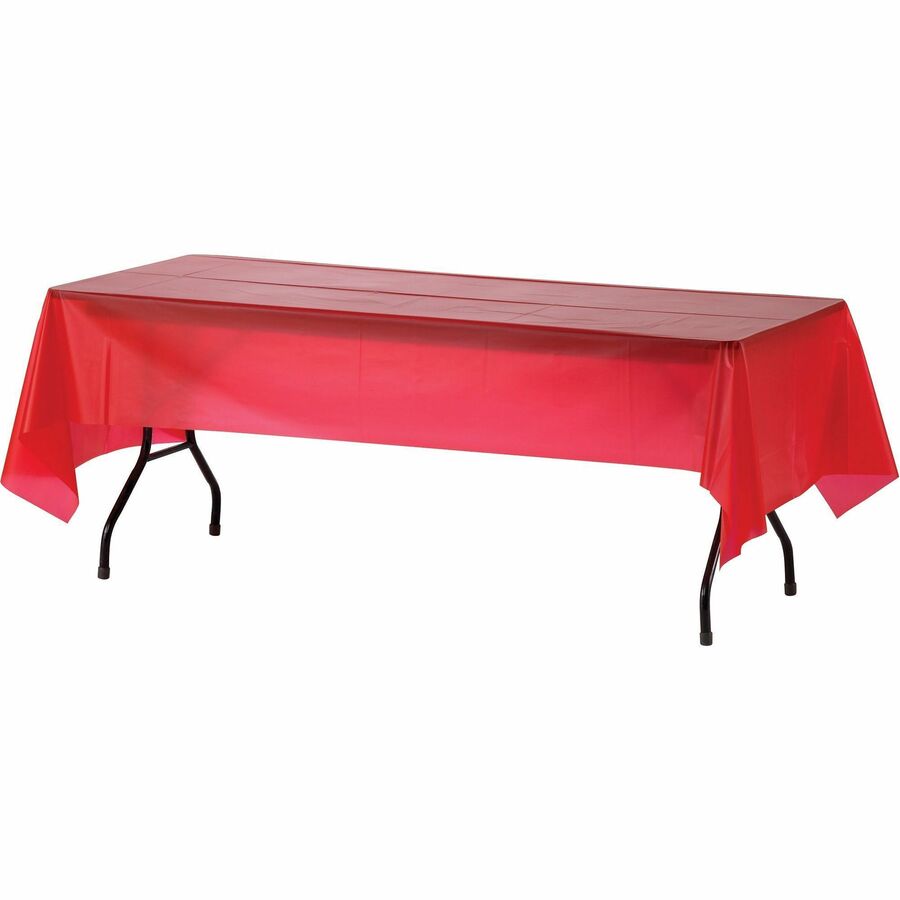 Genuine Joe Plastic Rectangular Table Covers - White