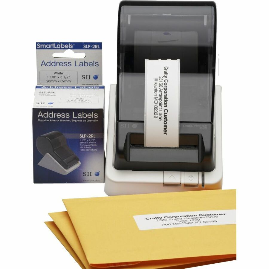 Seiko SmartLabel SLP-2RL Address Labels – 1-1/8" x 3-1/2", 130 Labels/Roll, 2-Roll Pack