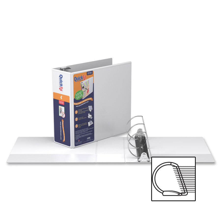 QuickFit View Binder, 3-Ring Binder, Angle D Ring, 4 Inch, White