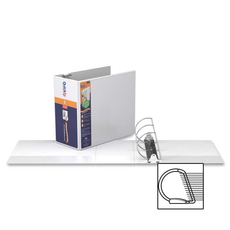QuickFit View Binder, 3-Ring Binder, Angle D Ring, 5 Inch, White