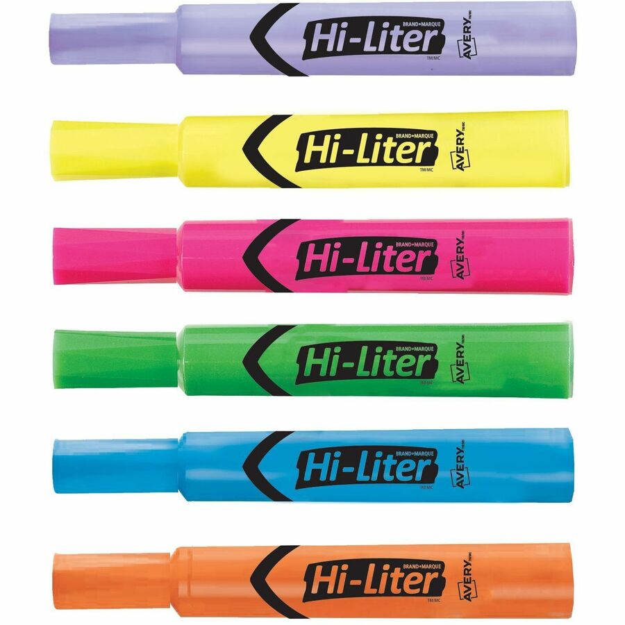 Avery® Desk Style HI-LITER®, Assorted Colours, 12/pk