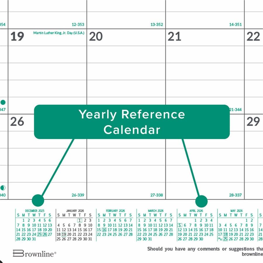 Brownline Ecologix Monthly Desk Pad Calendar 22"x 17" , English