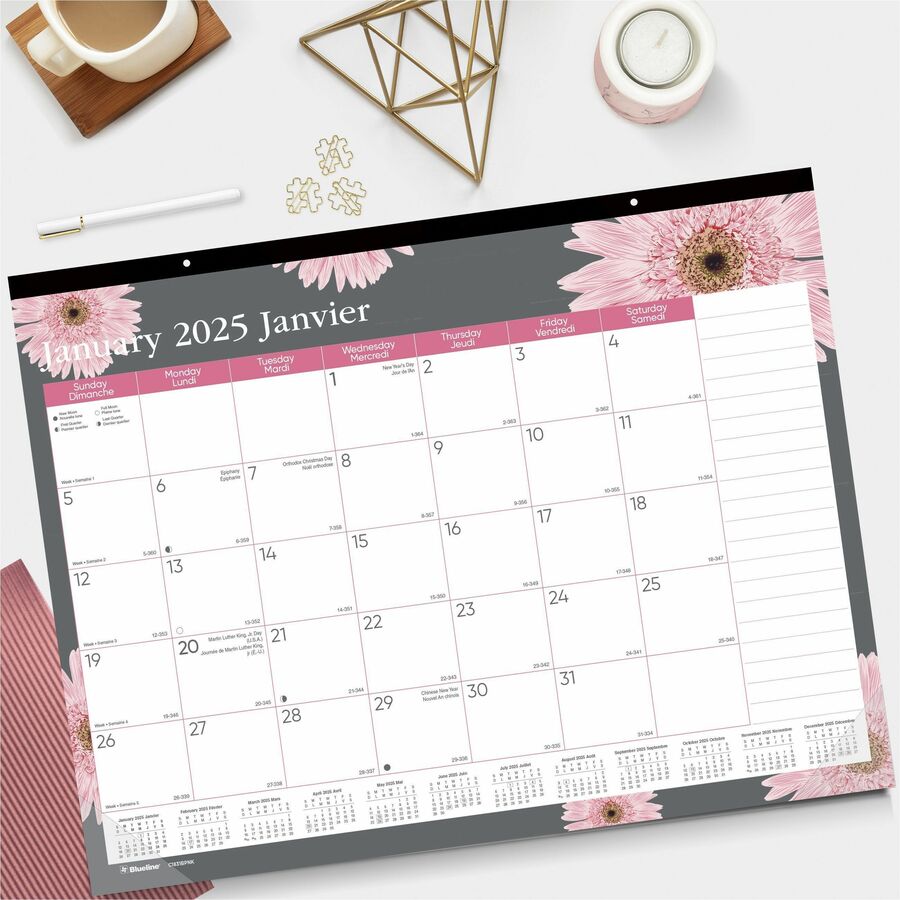 Calendrier ruban rose Blueline