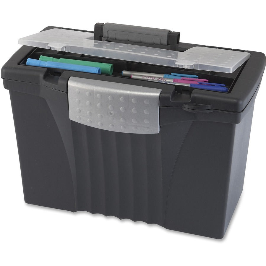 Storex Supply Compartment Plastic File Box