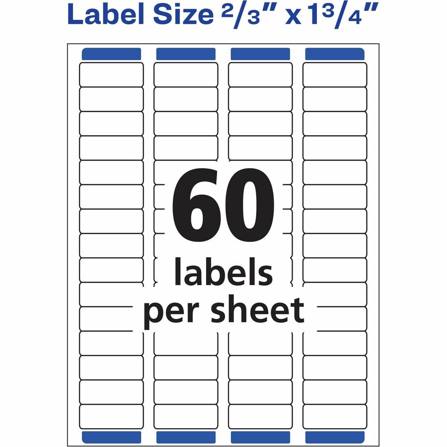 Avery® White Rectangle Labels with Sure Feed„¢ TechnologyEasy Peel®, 2/3" x 1-3/4" , for Laser and Inkjet Printers