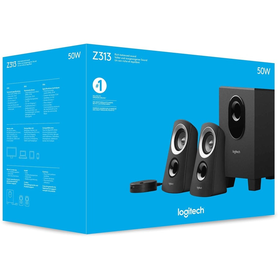 Logitech Z313 2.1 Speaker System — 25 W, Black