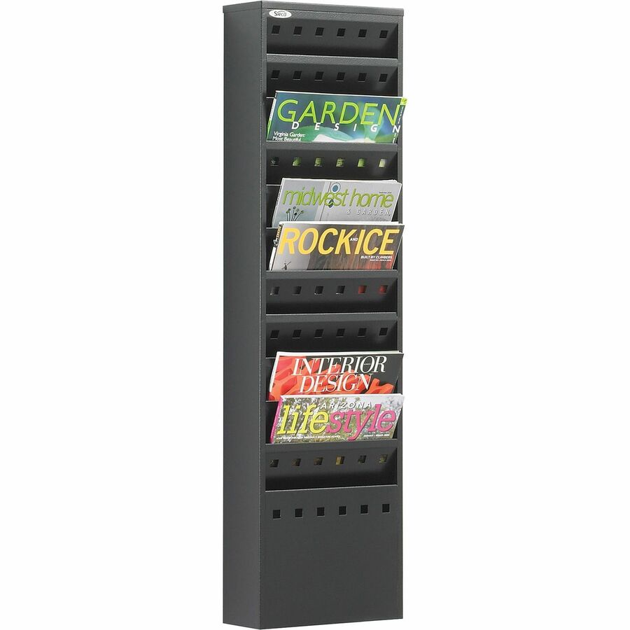 Safco 11-Pocket Steel Magazine Racks - Gray