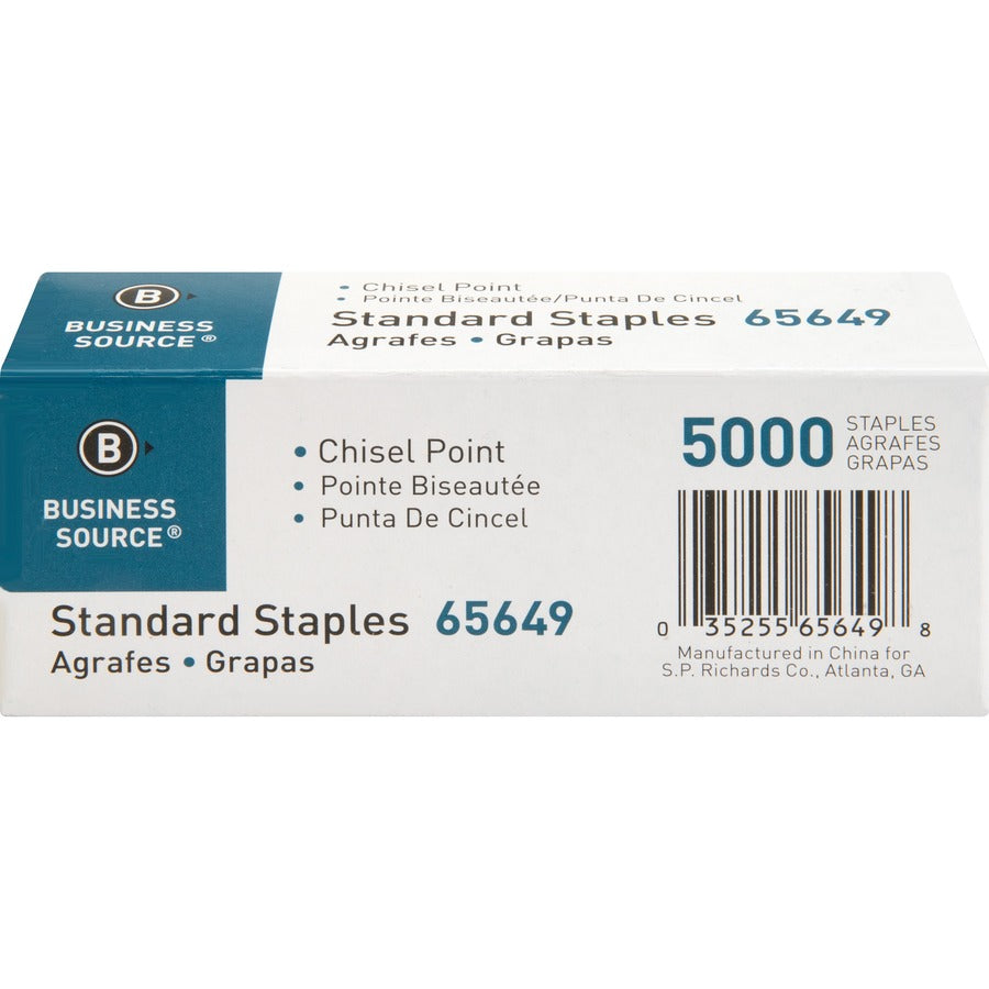 Agrafes standard – Patte de 1/4" – Couronne de 1/2" – 30 feuilles – 5000 unités