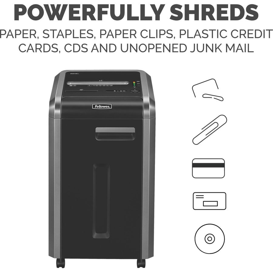 Destructeur de documents Fellowes Powershred® 225Ci anti-bourrage 100 % coupe croisée
