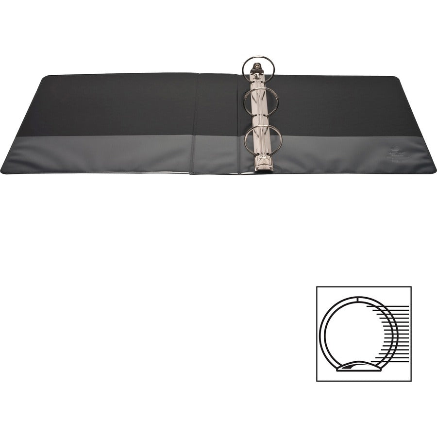 Business Source Round-Ring View Binder — 2", Black