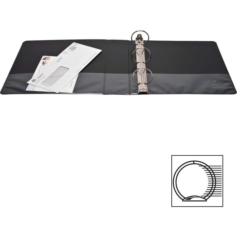 Business Source Round-Ring View Binder — 2", Black
