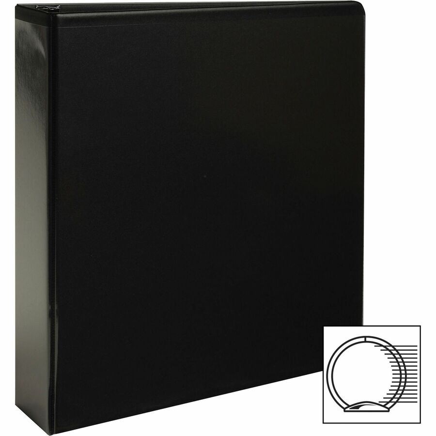 Business Source Round-Ring View Binder — 2", Black