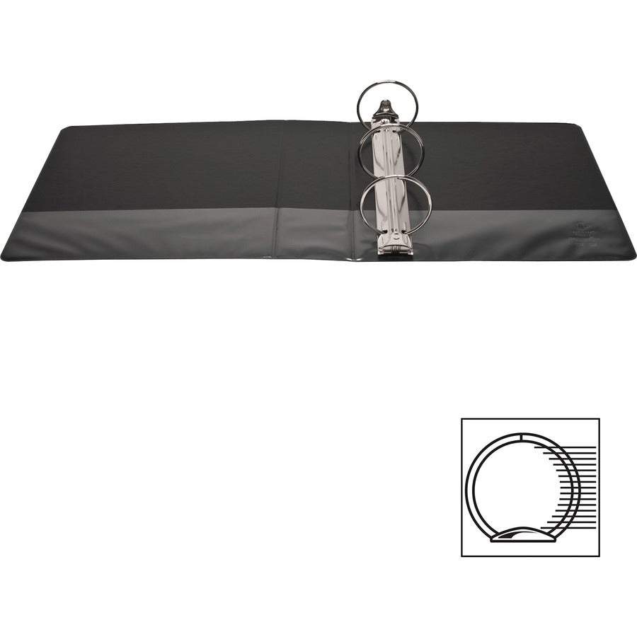 Business Source Round-Ring View Binder — 3", Black
