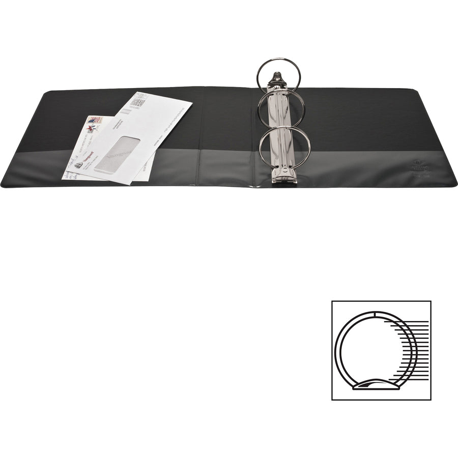 Business Source Round-Ring View Binder — 3", Black