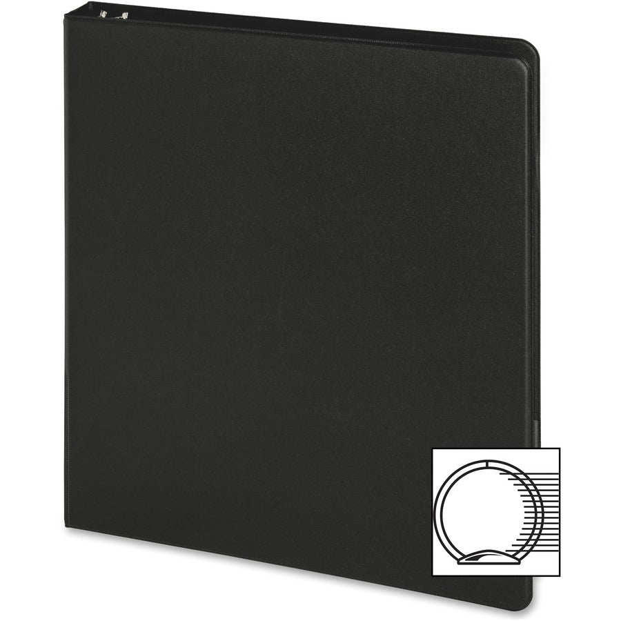 Business Source Basic Round-Ring Binder — 1", Black