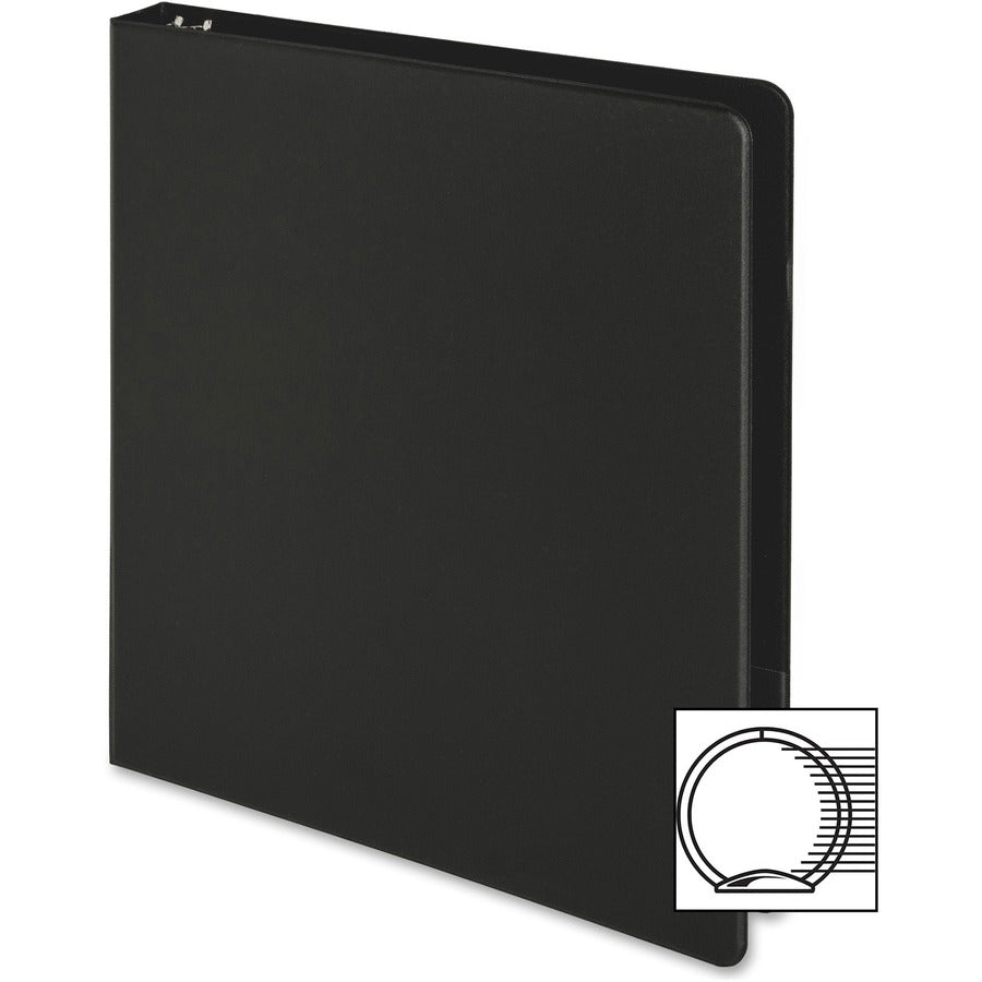 Business Source Basic Round-Ring Binder — 1", Black