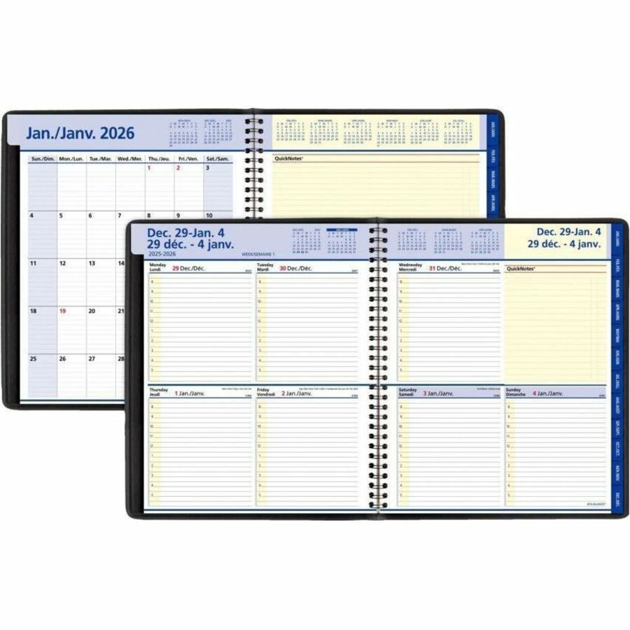 Planner AT-A-GLANCE® QuickNotes® Weekly/Monthly Diary 9-7/8x8" Bilingual Black 2026