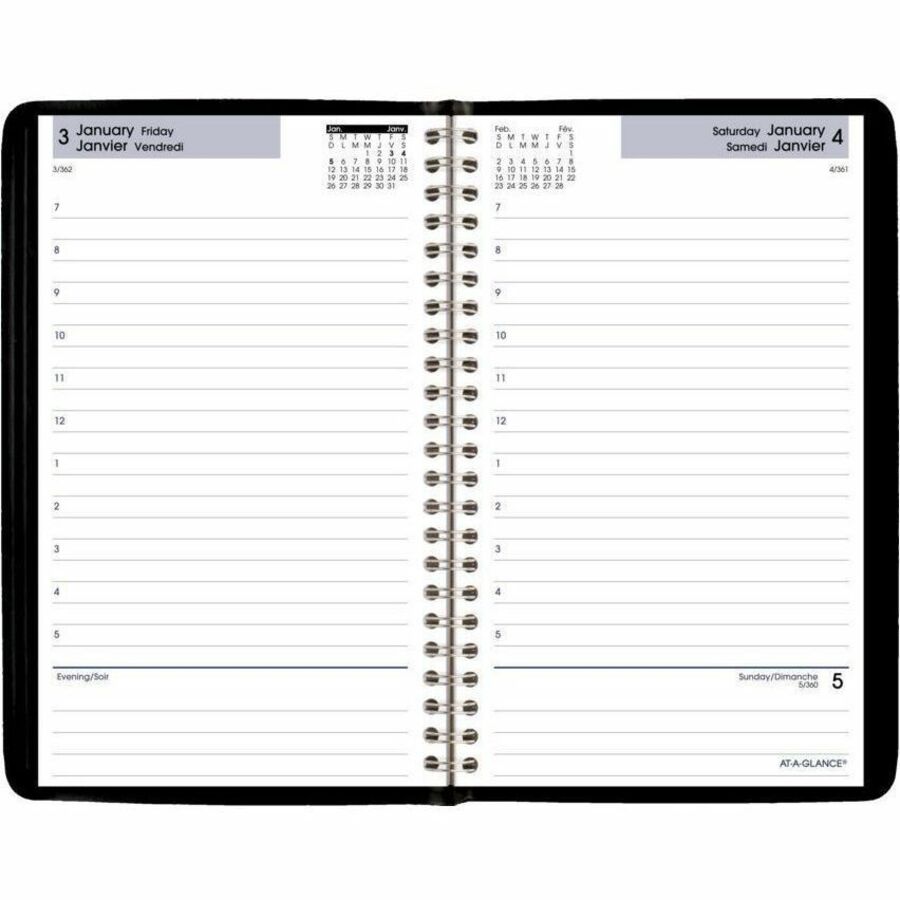Planner AT-A-GLANCE® Daily Appointment Book Wire Bound 8x4-7/8" Bilingual 2026