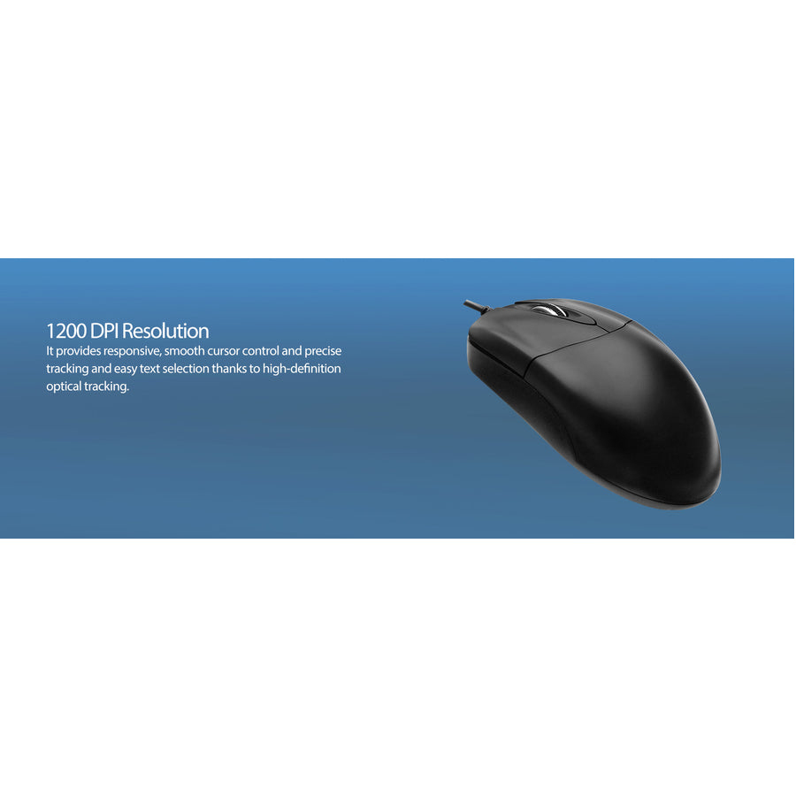 Adesso 3-Button Optical Scroll Mouse — USB, Black