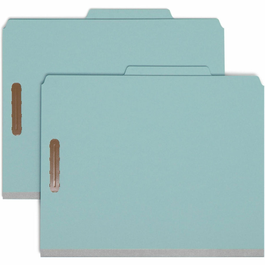 Smead Recycled Classification Folders - Letter, 2 Dividers, Blue, Box of 10