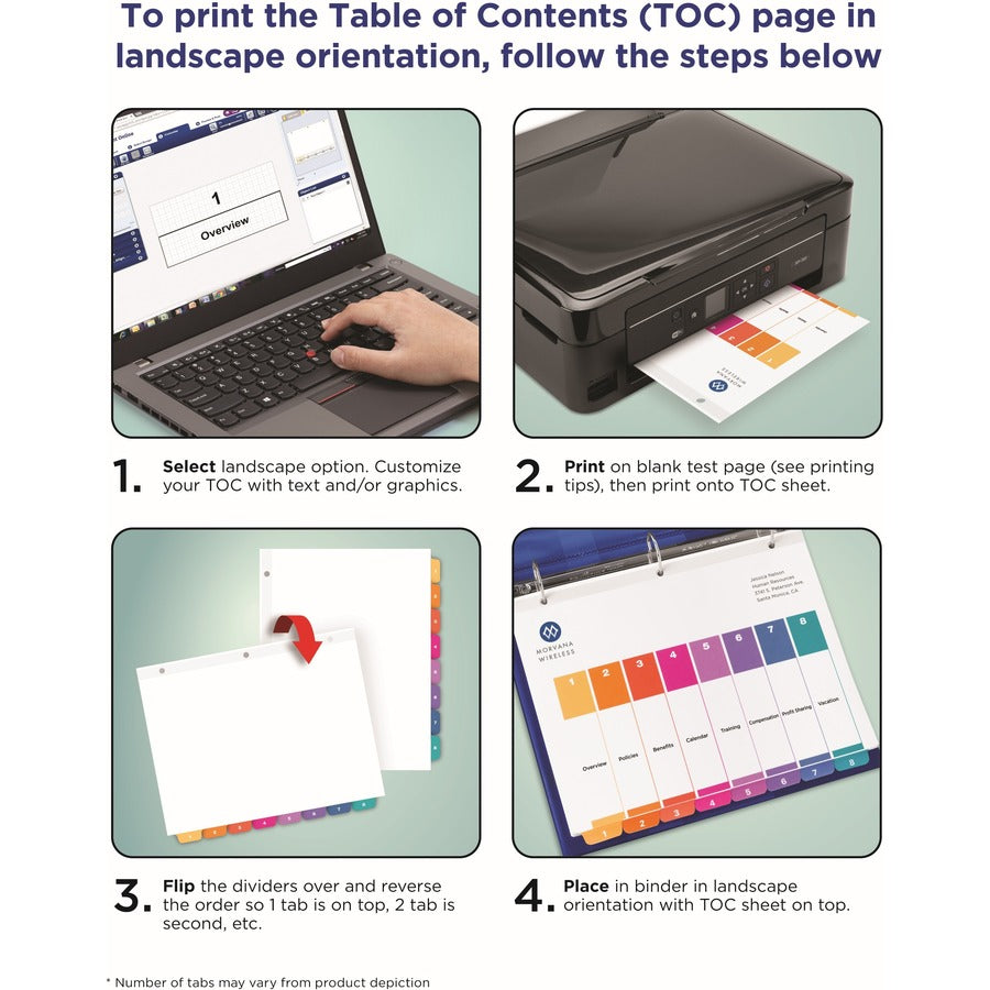 Avery® Ready Index(R) Monthly Dividers, Customizable Table of Contents, Classic Multicolor Tabs, 1 Set (11127)