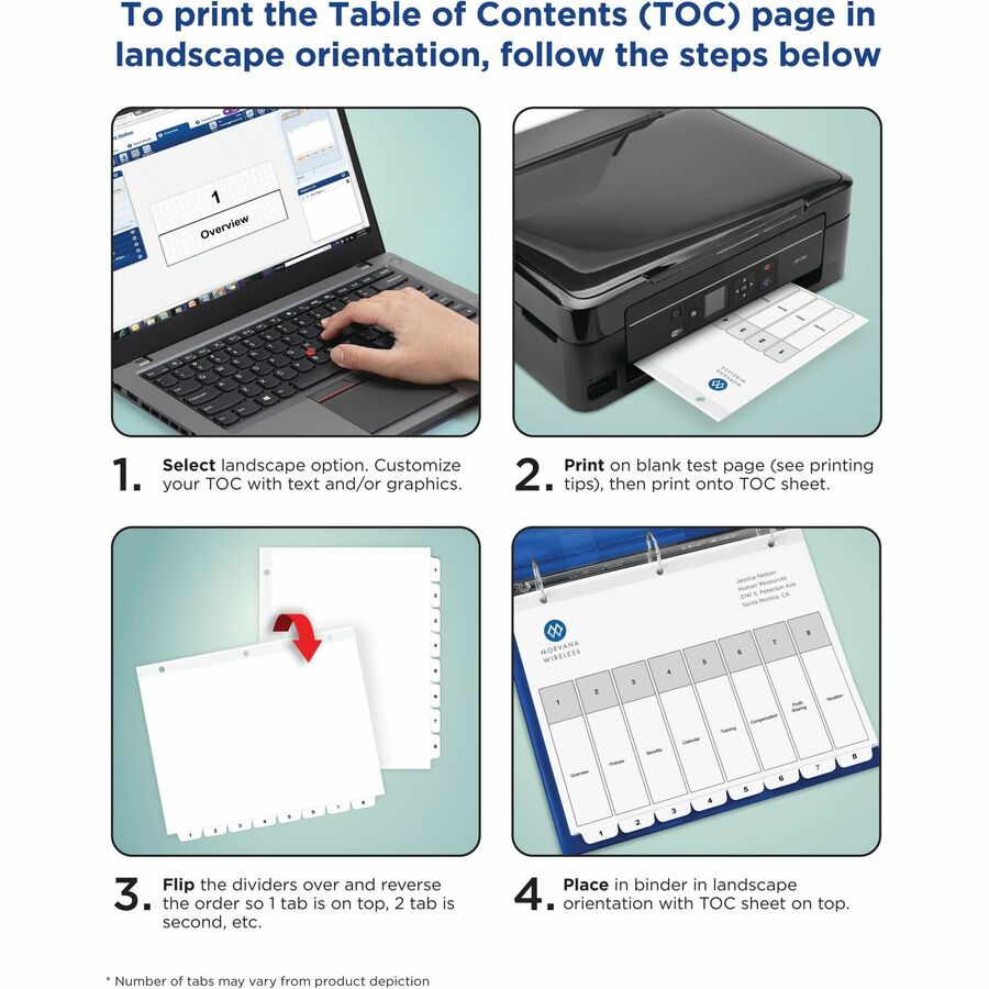 Avery® Ready Index® Table of Contents Dividers for Laser and Inkjet Printers, A-Z