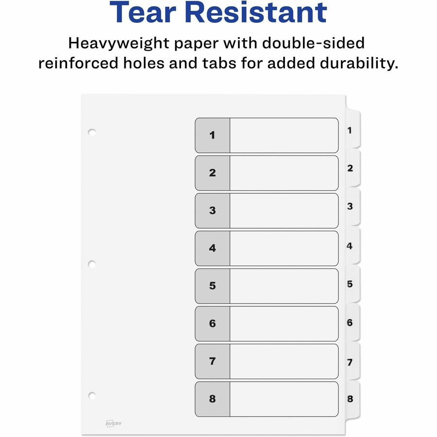 Avery Ready Index Table of Content Dividersfor Laser and Inkjet Printers, 8 tabs