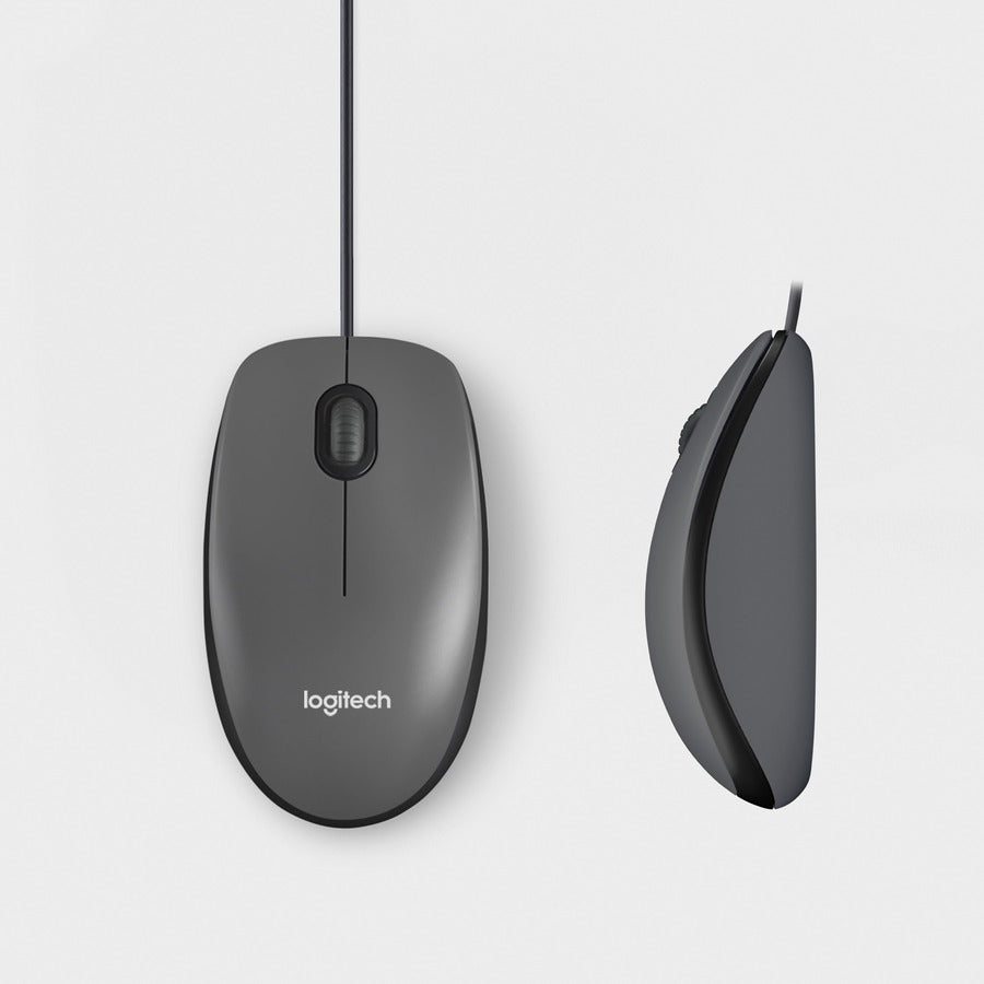 Souris USB filaire Logitech M100, 3 boutons, suivi optique 1000 DPI, ambidextre, compatible avec PC, Mac, ordinateur portable (gris)