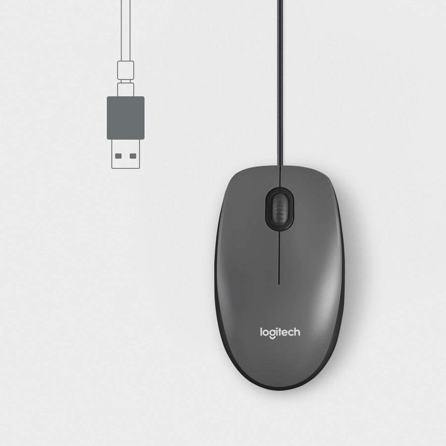 Souris USB filaire Logitech M100, 3 boutons, suivi optique 1000 DPI, ambidextre, compatible avec PC, Mac, ordinateur portable (gris)