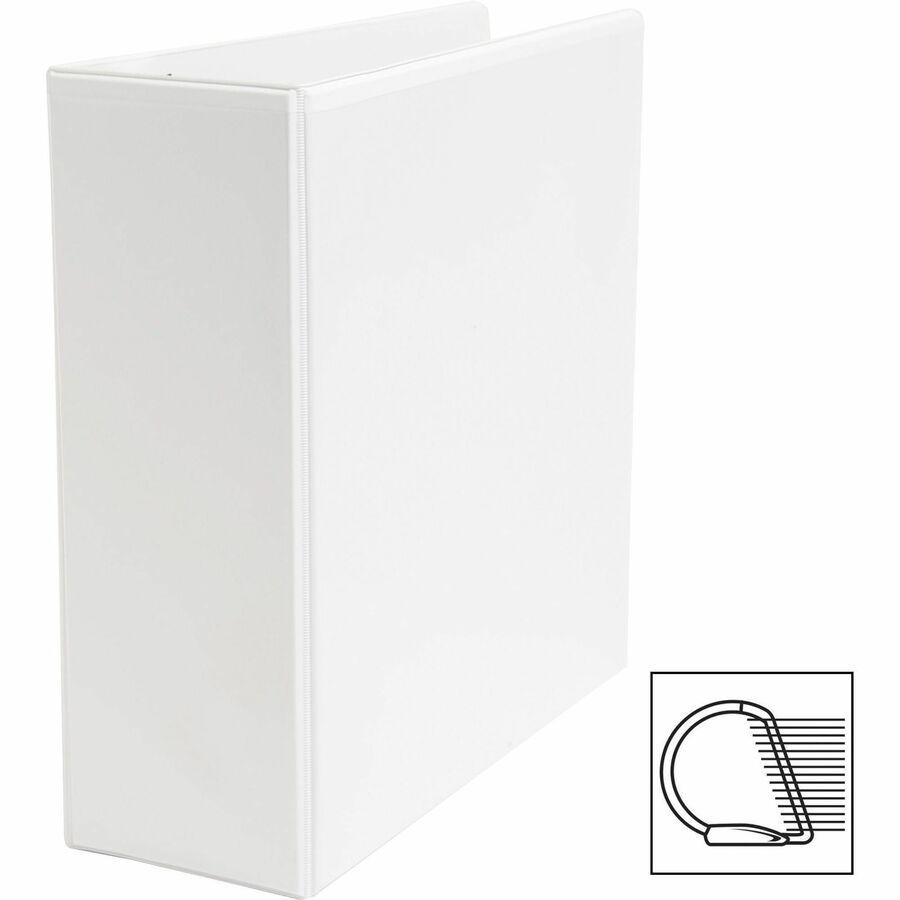 Business Source Basic D-Ring View Binder — 4", White