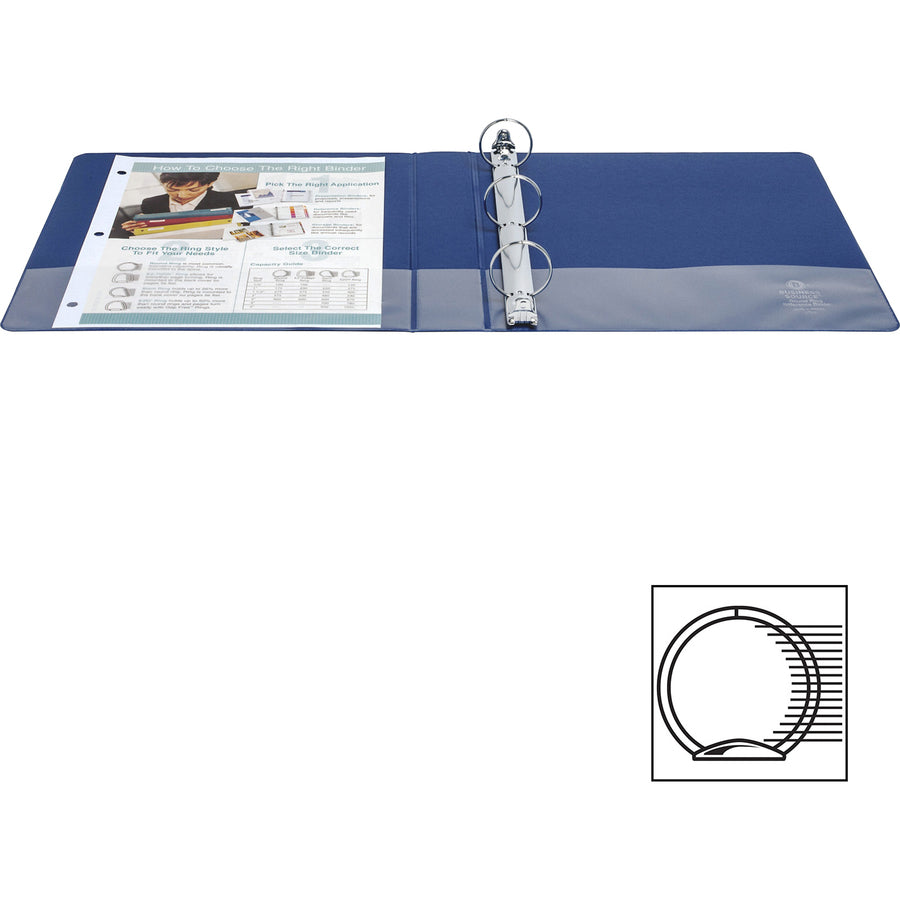 Business Source Basic Round Ring Binder — 1-1/2", Dark Blue