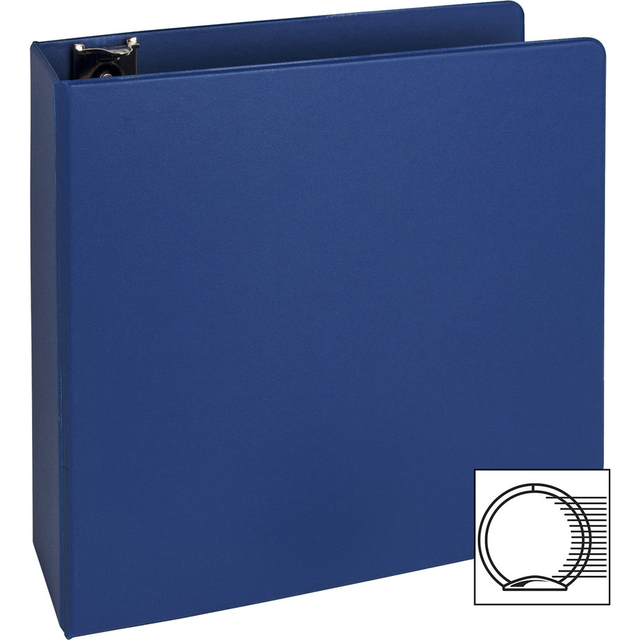 Business Source Basic Round Ring Binder — 3", Dark Blue