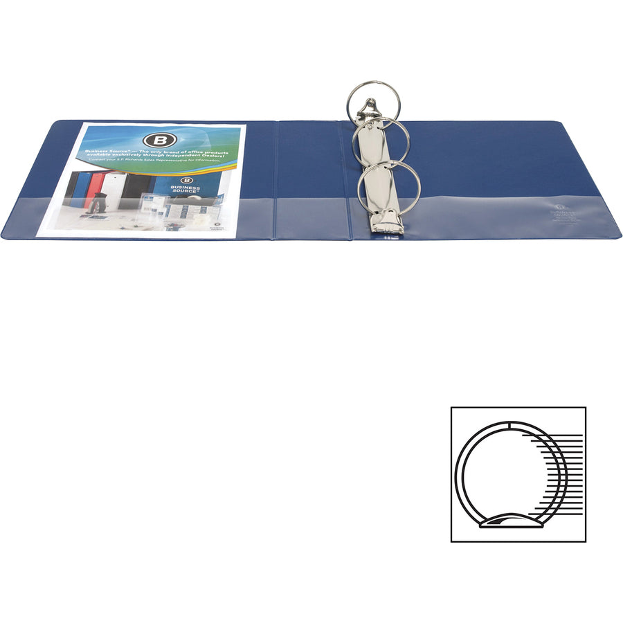 Business Source Basic Round Ring Binder — 3", Dark Blue