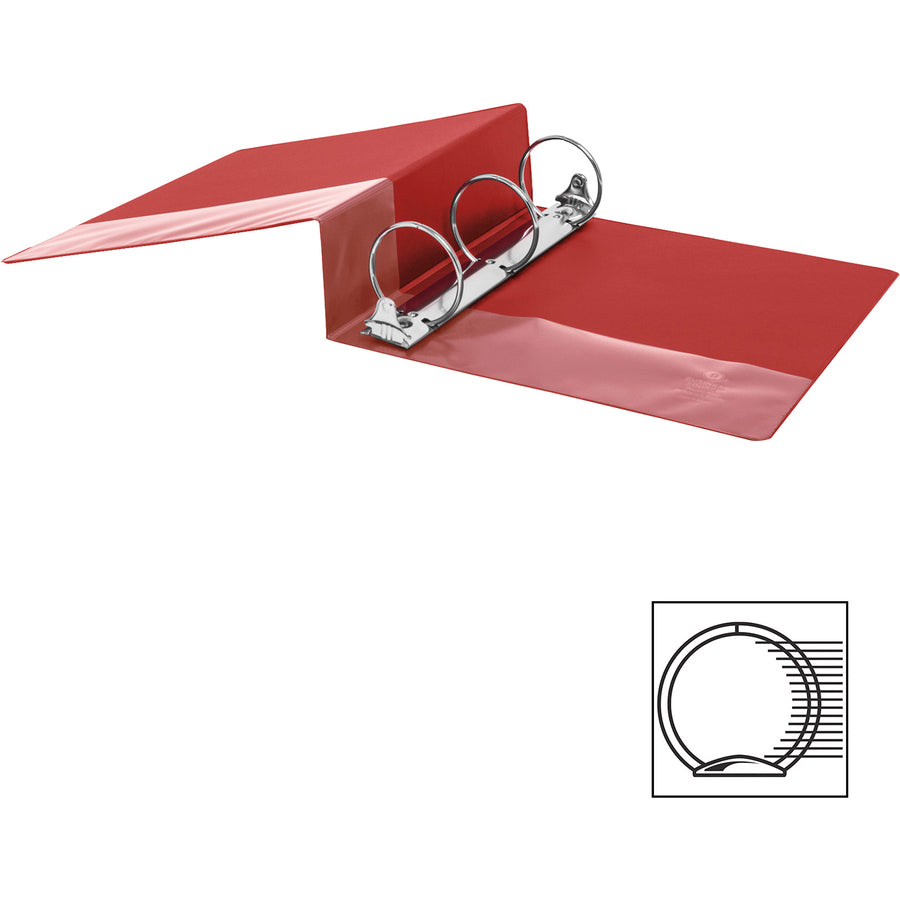 Business Source Basic Round Ring Binder — 3", Red